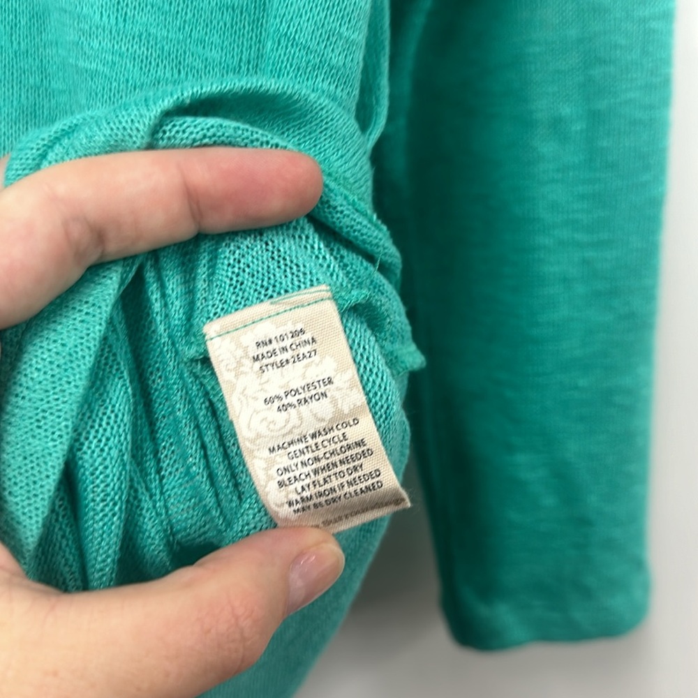 Soft surroundings teal knit zip back sweater M - Picture 4 of 6